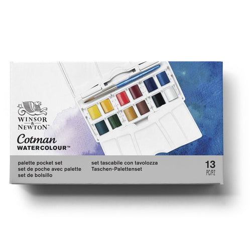 Winsor & Newton Cotman Watercolour Palette Pocket Pan Box 13 Piece Set